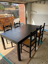 Ikea Bjursta Extendable Dinning Table (Black/Brown) & 4 Chairs