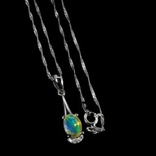 Silver Pendant Opal Genuine