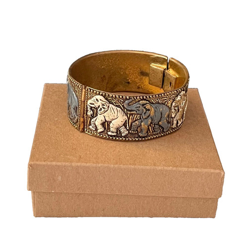 Brass elephant cuff - elephant,