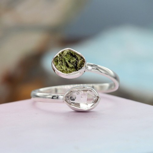 Natural moldavite and herkimer - and,