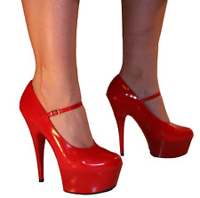 Red Pat Mary Jane Court Shoes