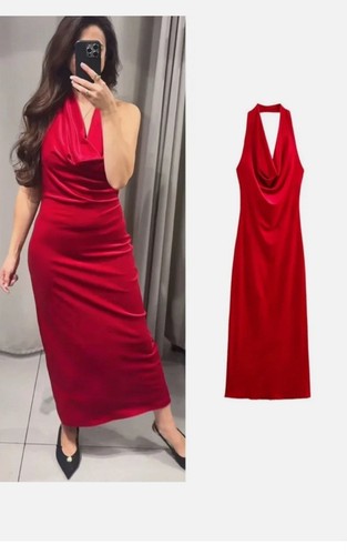 Zara red velvet - red,
