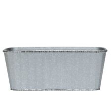 Garden Gear Steel Effect Metal Trough Flower Pot 38cm x17cm x15cm 4 Drilled Hole