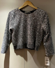 ZARA SILVER SEQUIN JUMPER /