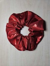 Hair Scrunchie Metallic Lame Shiny Mirror Foil Red 