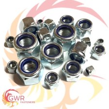M12 X 1.25MM 1.5MM FINE PITCH NYLOC NUTS NYLON INSERT LOCK NUT BZP ZINC PLATED