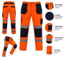 HI VIS SOFTSHELL WORK TROUSERS