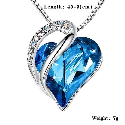 Heart crystal pendant silver - heart,
