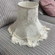 Fabric Lampshade for Lamps Fringed Brocade lvory/Cream Vintage Style