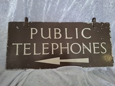 Public Telephone double sided antique Sign