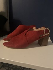 Ladies Red Open Toe Block Heel
