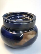 Vintage Antique Tobacco Humidor Jar Cobalt  Blue Tortoiseshell Glaze 4”