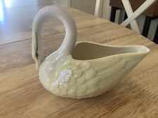 Vtg Belleek Ireland Swan Irish Creamer 7th Mk Limpet Yellow Gravy Boat VGC C1980