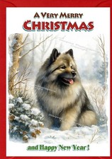 Keeshond Dog Christmas Card