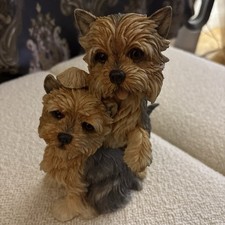 Country Artist Yorkshire Terrier Pair Fine Figurine Hand Painted Handcrafted