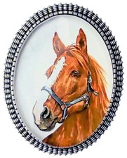 Horse Brooch with Glass Domed