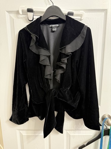 Mishca black velvet ruffle - ruffle, tie