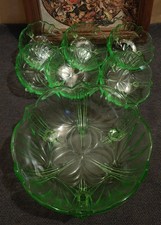 Art Deco Vivid Green Glass 7pc