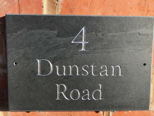 Natural riven slate - house, sign