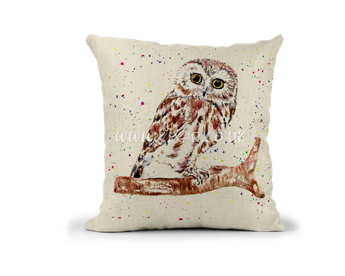 Owl watercolour art linnen - art,