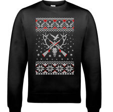 CHRISTMAS HUNTING JUMPER Ugly Sweatshirt Funny Xmas Hunter Hunt Shotgun Huntmas