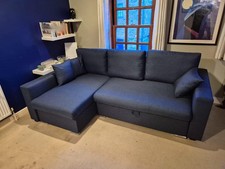 3 Seater Corner Sofa Bed - Dark Blue with storage