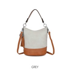 Debossed Medium Bucket Bag with Tassel/Ladies Shoulder Bag/Casual Bag