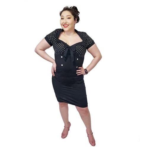 Retro polka dot wiggle - polka-dot, dress