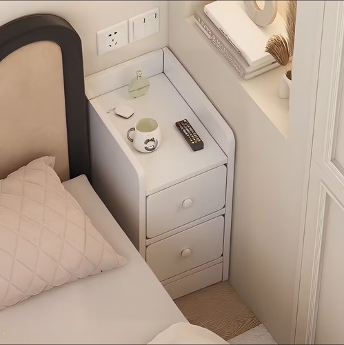 White narrow bedside cabinet - bedside,