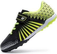 VLOOKST Boys' Football Boots Kids Girls Astro Turf Trainers Non Slip Black 13UK