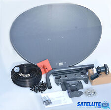 80cm Zone 2 satellite dish & quad lnb + 5m Twin Black kit For Freesat / Sky