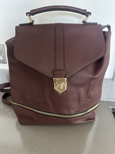 Maroon backpack faux leather - maroon,
