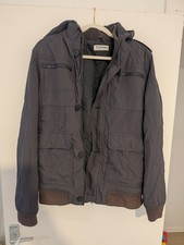 Mens Medium Dark Grey Vintage/Retro TOPMAN Bomber Jacket/Coat. Heavy Material. 