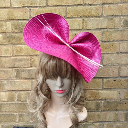Dark pink cream fascinator - dark,