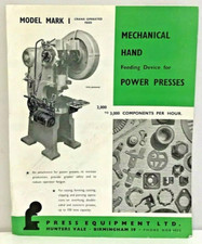Vintage Hand Power Press Brochure Press Equipment Ltd Hunters Vale Birmingham