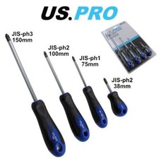US PRO Tools 4 Piece Japanese Industry Standard Screwdriver Set JIS ph1,2,3 