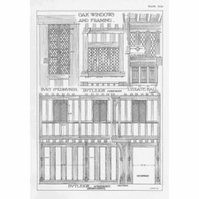 ARCHITECTURE Tudor Oak Windows & Framing - Vintage Print 1929