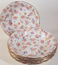 Six Rare Royal Winton Grimwades Eleanor 1940-50s Chintz Dessert, Breakfast Bowls