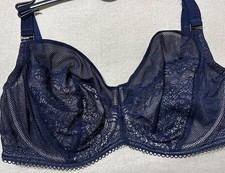 M&S AUTOGRAPH GRAPHIC LACE UNDERWIRED NONPADDED MINIMISER FULLCUP BRA NAVY 34G