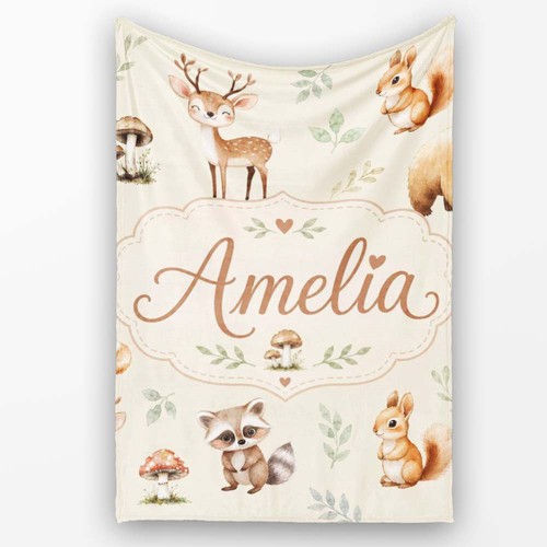 Soft fleece blanket woodland - blanket,