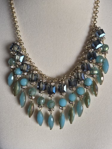 Beaded crystal style necklace - crystal,