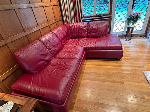 Red leather corner sofa 3 - red,