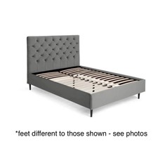 DFS King Size Bed. Grey Fabric