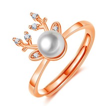 Pearl elk adjustable - ring, 925