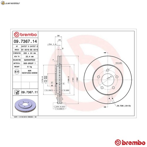 Brake discs 7367 14 - brake, for