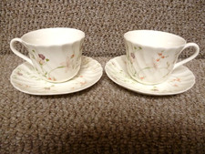 2 X WEDGWOOD CAMPION  PATTERN   TEA CUPS AND SAUCERS + SMALL SUGAR BOX