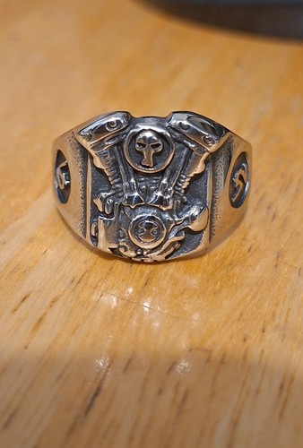Men twin engine biker ring - biker,