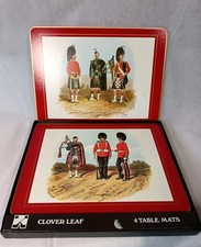 Set Of 4 Vintage Cloverleaf Placemats Feat. Scottish Soldiers By Richard Simkin