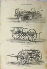 Old Antique Print Harvest Implements Scotch Horse Rake C1890 Hay-Making 19th