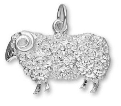 Sterling silver sheep charm - sterling,